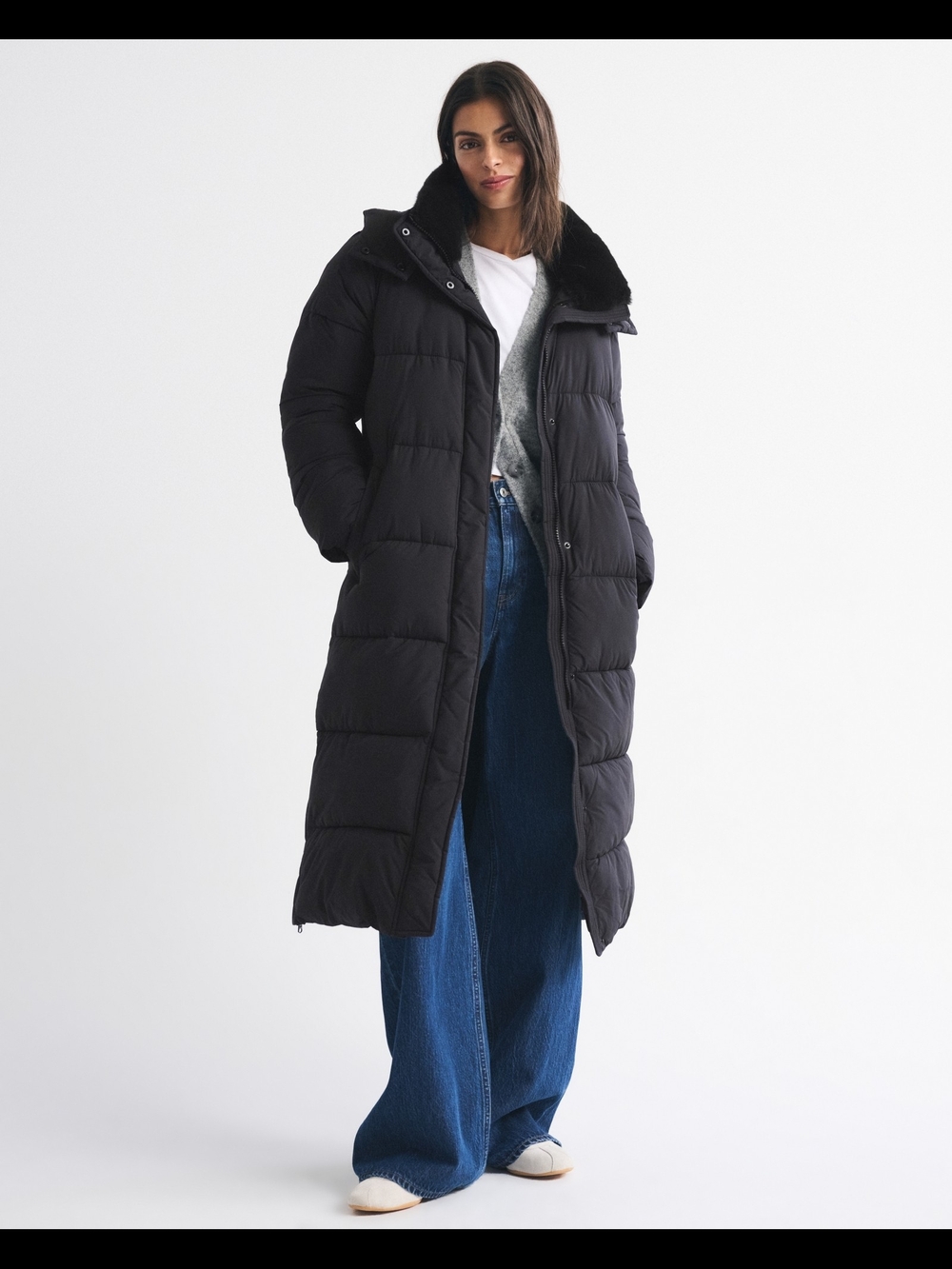 BNWT Abercrombie & Fitch Black Long Puffer Jacket